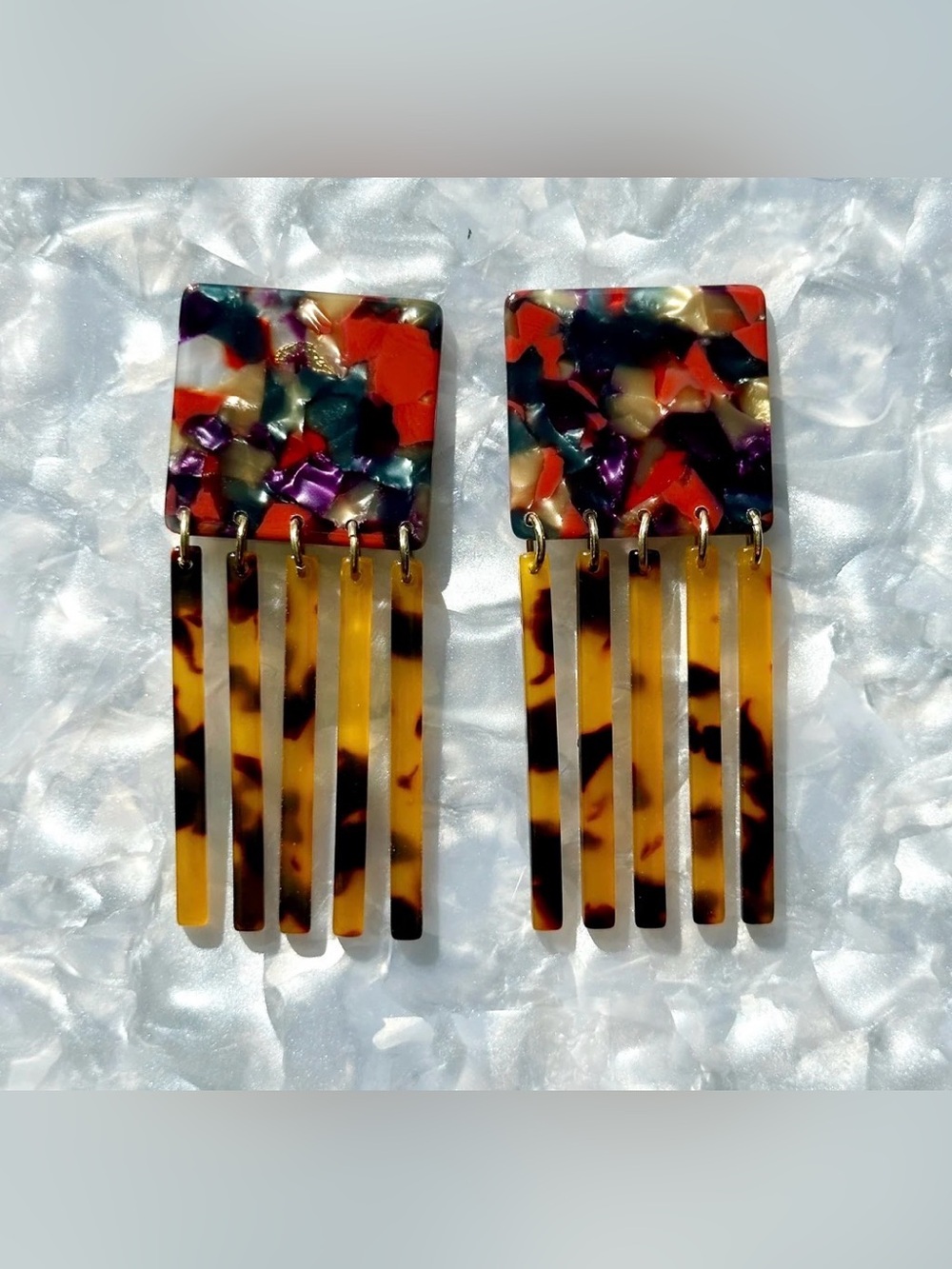 Closet Rehab Square Fringe Earrings in Berry Nice